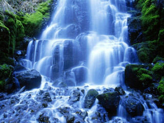 Waterfall flowing water rocks mossy - mossy free wallpaper for desktop
