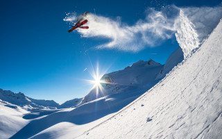 Snowboarder snowy mountain slope sunlight - fabien charuau free wallpaper