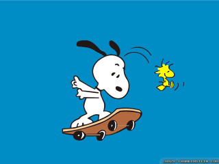 Cartoon skateboard dog chasing blue - charles schulz free wallpaper