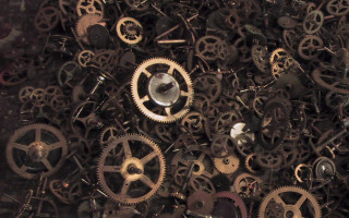 Gears clock assemblage biomechanical steampunk - cornelia parker free wallpaper