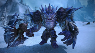 Creature with wings demon head - a snowy landscape free wallpaper