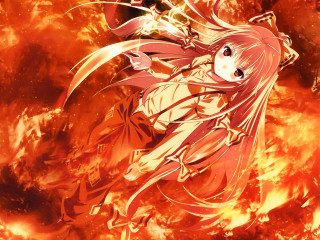 Girl fire costume flying arms - her arm free wallpaper