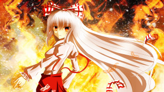 Girl white hair bow fire - a fire free wallpaper
