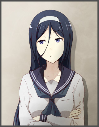 Girl long black hair sailor - her arm free wallpaper for mobile