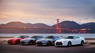 Three cars bridge sunset golden - three car free wallpaper