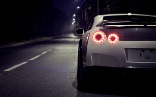 White sports car night road 6 - the tail free wallpaper
