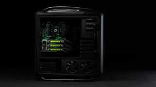 Black computer case green lights - ray free wallpaper