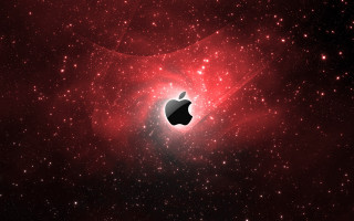 Apple logo space stars red - the middle of a space free wallpaper