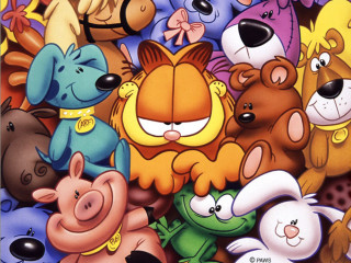 Cartoon animals group grass rocks - art spiegelman free wallpaper