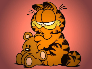 Cartoon cat teddy bear pink - a red background behind free wallpaper