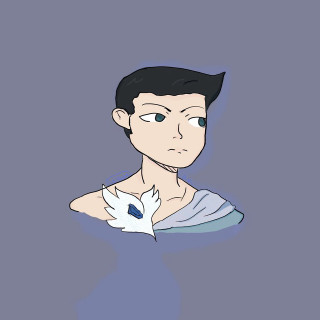 Man flower blue background white - character portrait free wallpaper for tablet