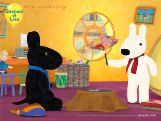 Dog rabbit room table chairs - naive free wallpaper