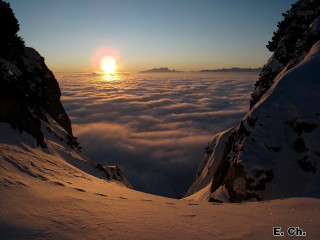 Sunset mountain clouds snow trail - a trail free wallpaper
