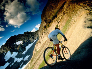 Mountain biking sky clouds landscape - free summer wallpaper for desktop