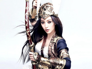 Woman costume sword stick helmet - fantasy style free wallpaper