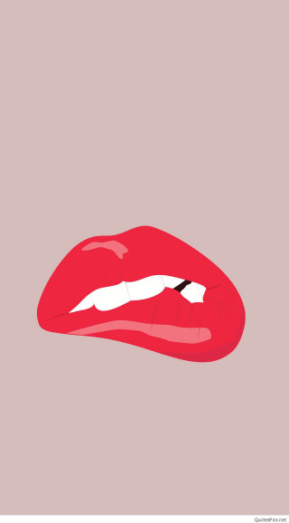 Red lips white stripe black - llustration free wallpaper