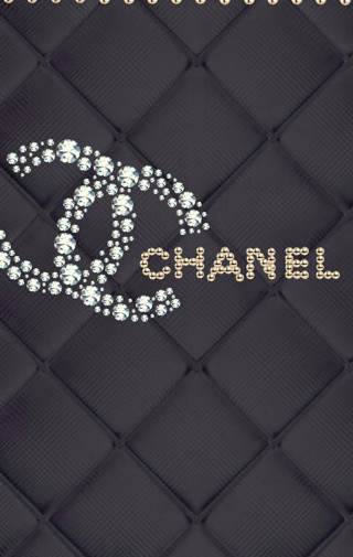 Black wall chanel logo diamond - typographic free wallpaper for mobile