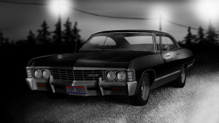 Black white car night road - dean roger free wallpaper