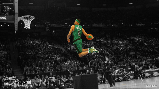 Man green uniform basketball trick - free sports wallpaper for desktop