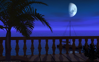 Boat night water full moon 2 - moonlight free wallpaper