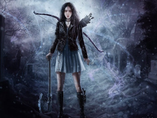 Woman dress boots bow arrow - epic fantasy character art free wallpaper