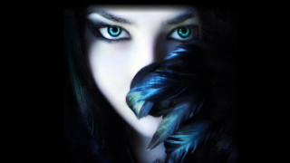 Woman blue eyes feathers hand - mysterious free wallpaper