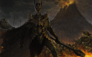 Man sword fire mountain flames - a sword in front free wallpaper