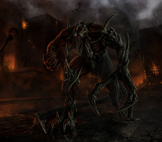 Demonic creature dark city horns - a demonic creature free wallpaper for tablet