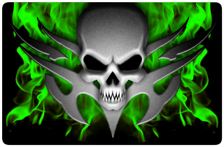 Skull flames wings green fire - a skull free wallpaper