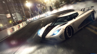 White sports car night city 5 - a white sports car free wallpaper