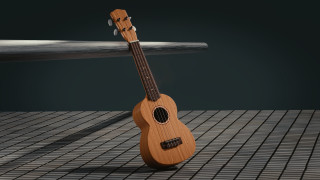 Wooden ukulele tiled floor stick - back free wallpaper