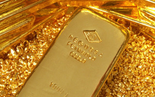 Gold bar pile foil material - material free wallpaper