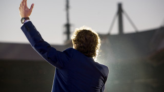 Man suit hands raised air - kitsch movement free wallpaper