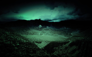 Dark green sky mountain green - a mountain in the background free wallpaper for desktop