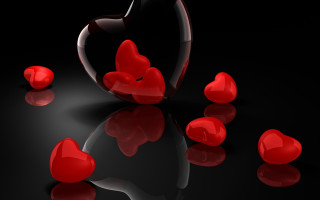Wine hearts reflections black surface - reflection free wallpaper for desktop