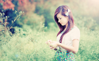 Girl field grass flower phone - her phone free wallpaper