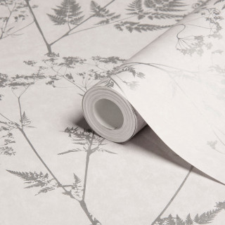Tape wallpaper leaves flowers white - a roll of tape free wallpaper
