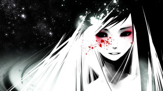 Blood red eyes white hair - white dress free wallpaper