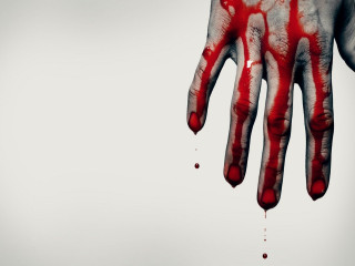 Bloody hand dripping red line 2 - left free wallpaper