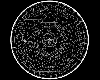 Black white drawing star circle - occult free wallpaper