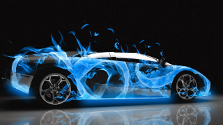 Car blue flames dark reflective - a reflective surface free wallpaper