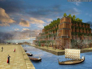 Boat floating river building giant - a painting of a boat free wallpaper