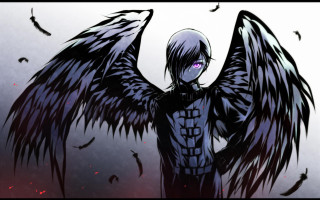 Man black wings flock birds - black wing free wallpaper