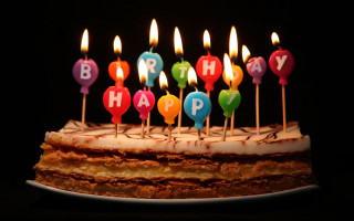 Birthday cake candles happy lit - bottom free wallpaper