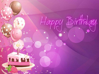 Birthday card cake balloons purple 2 - a cake and balloons free wallpaper
