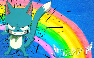 Cartoon character rainbow happy message - happy birthday free wallpaper