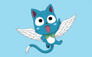 Cartoon cat with wings bow - a tail free wallpaper