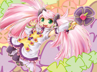 Pink hair green eyes flower - a pink hat free wallpaper