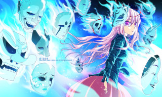 Girl long hair skulls ball - an anime drawing free wallpaper
