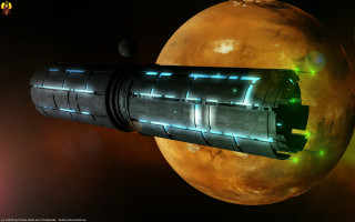 Space station yellow planet red - a yellow light free wallpaper for desktop